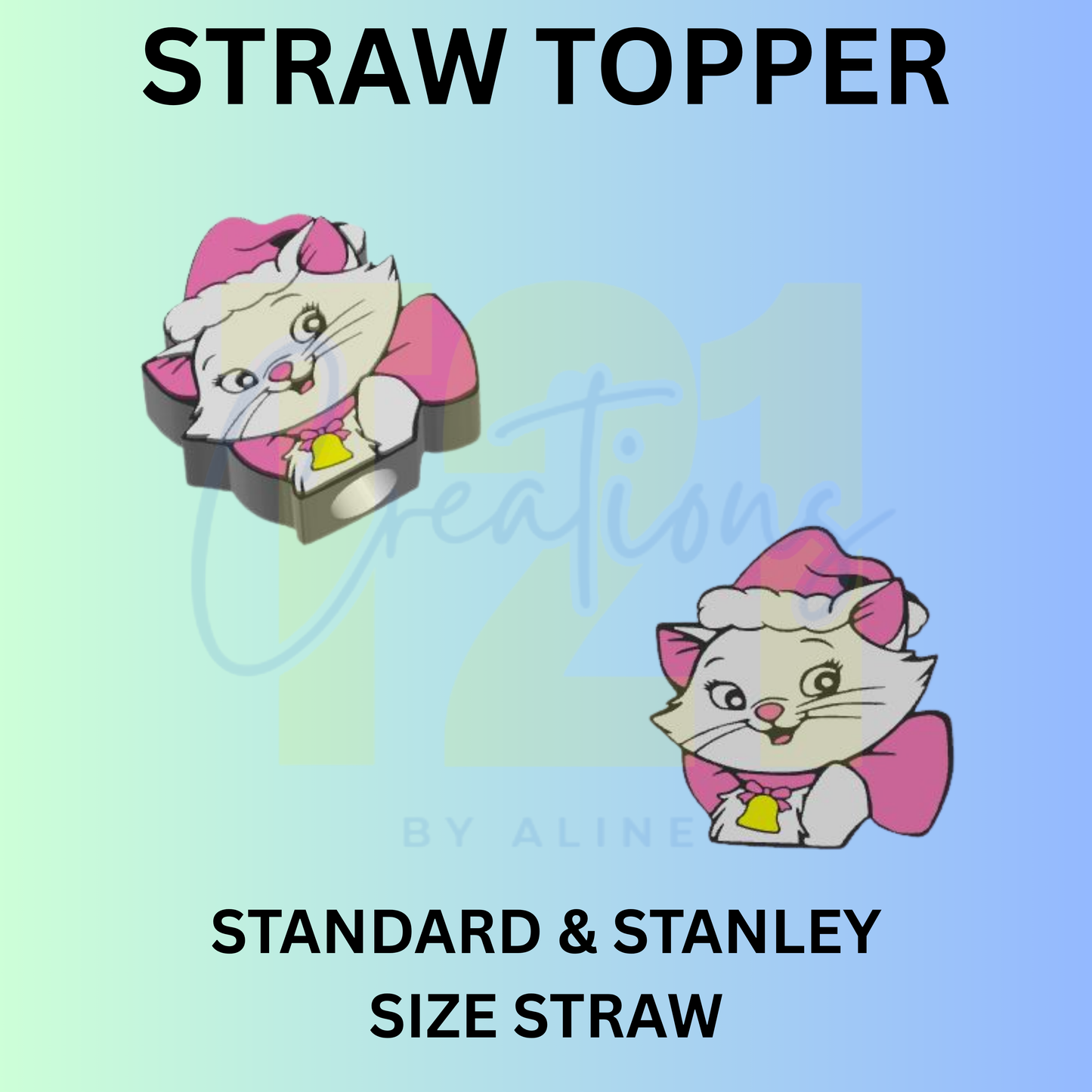 XMAS SASSY CAT STRAW TOPPER