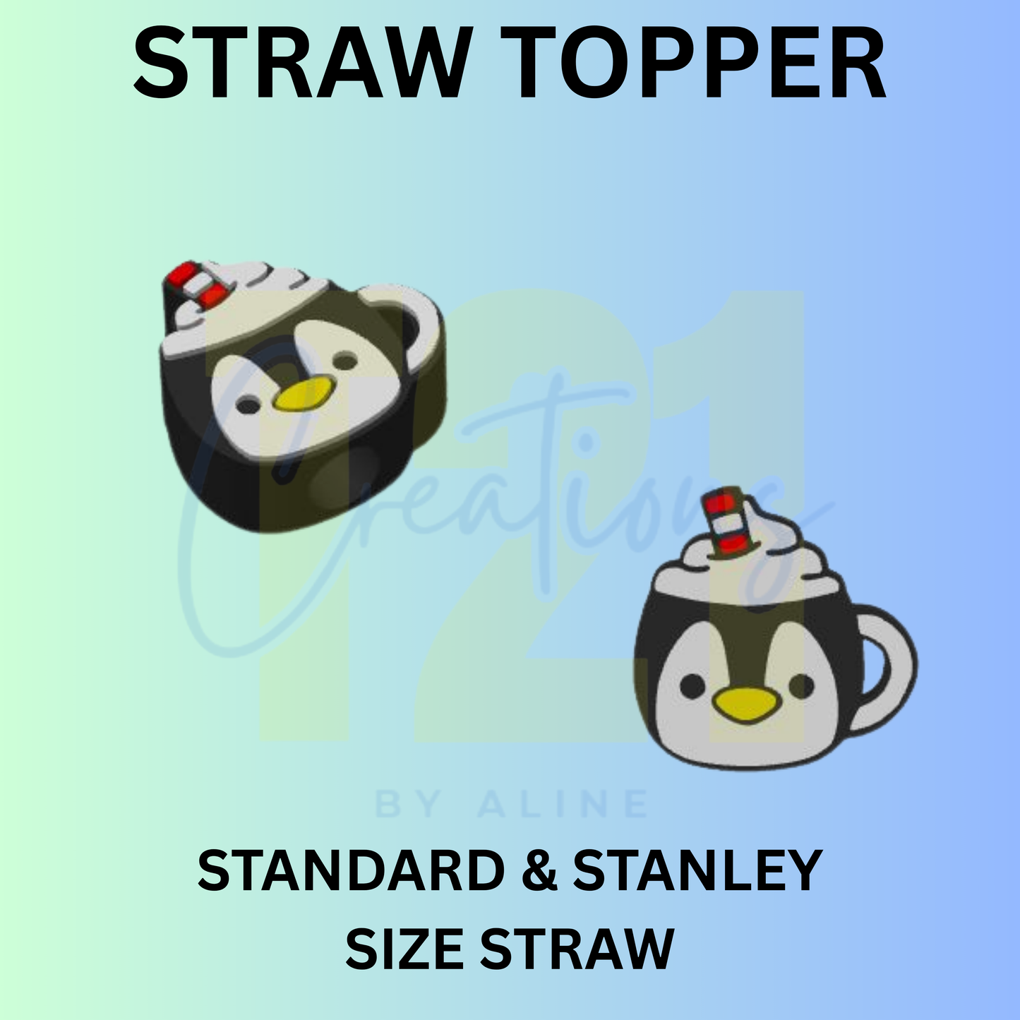 PENGUIN MUG STRAW TOPPER