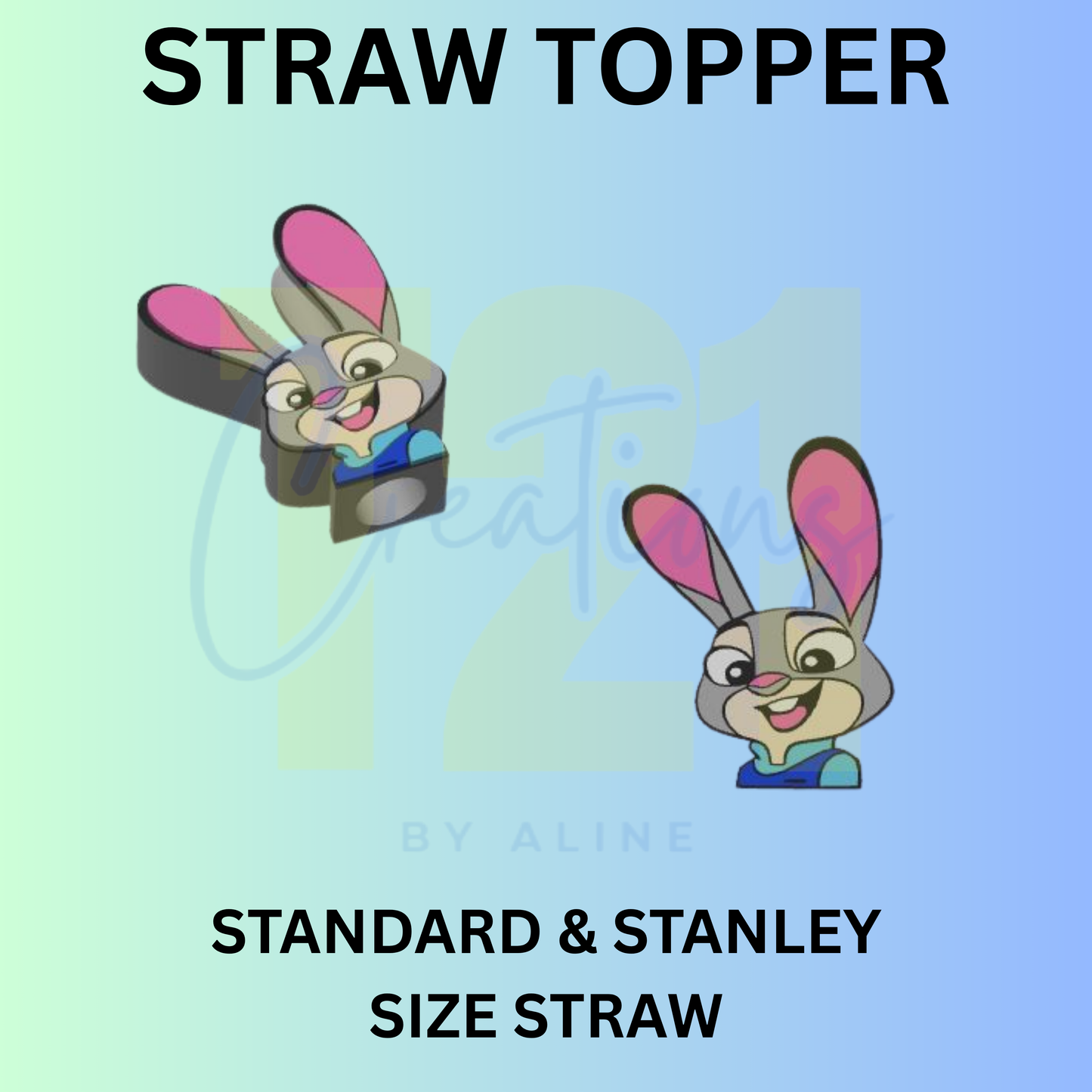ZOO BUNNY STRAW TOPPER