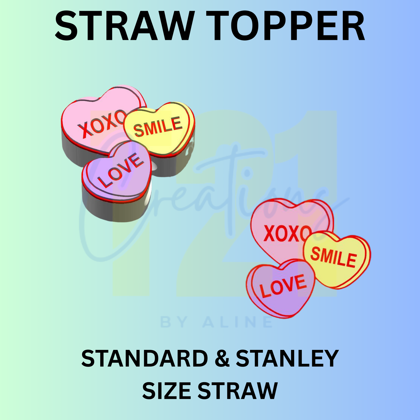 CONVERSATION HEARTS STRAW TOPPER
