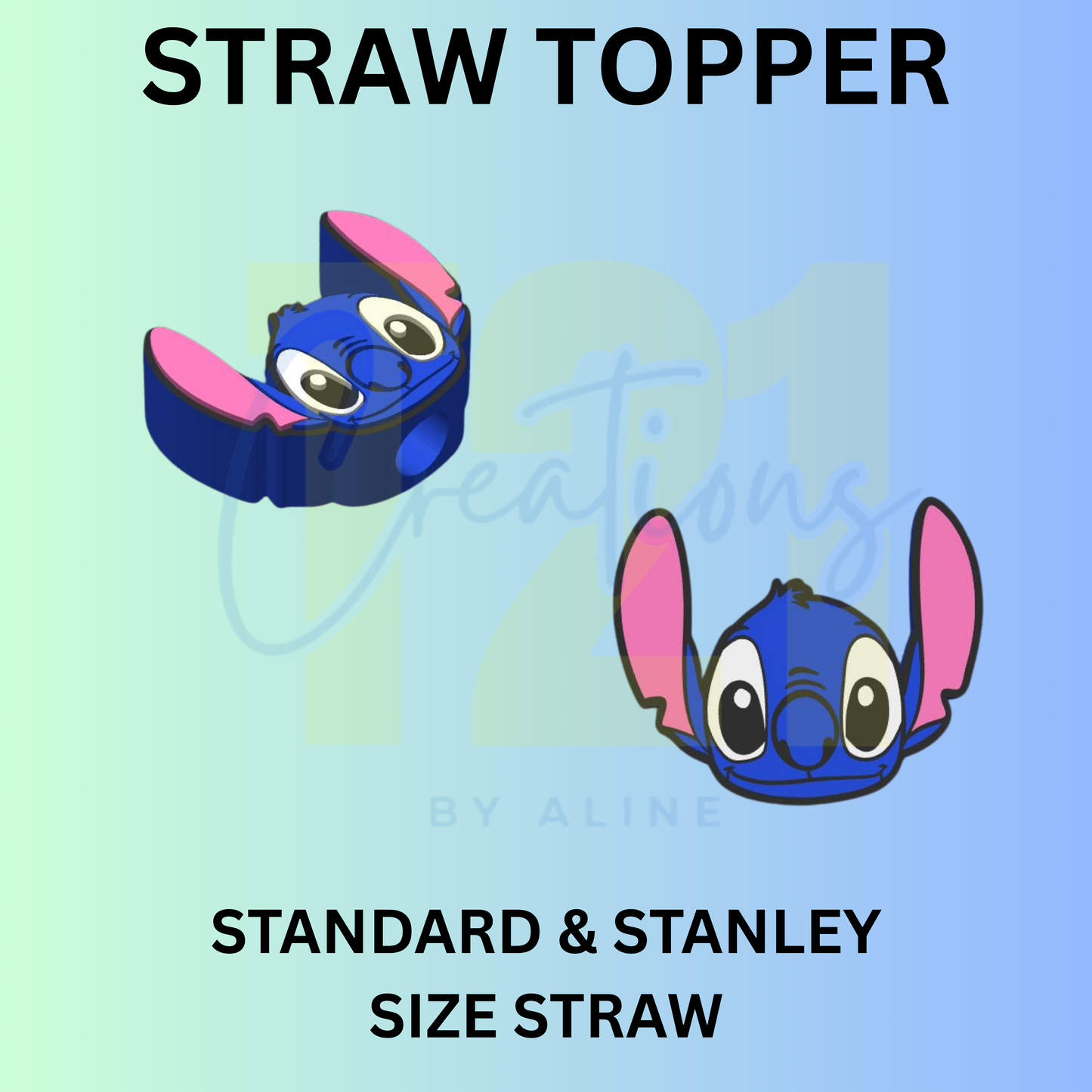 BLUE ALIEN FACE STRAW TOPPER