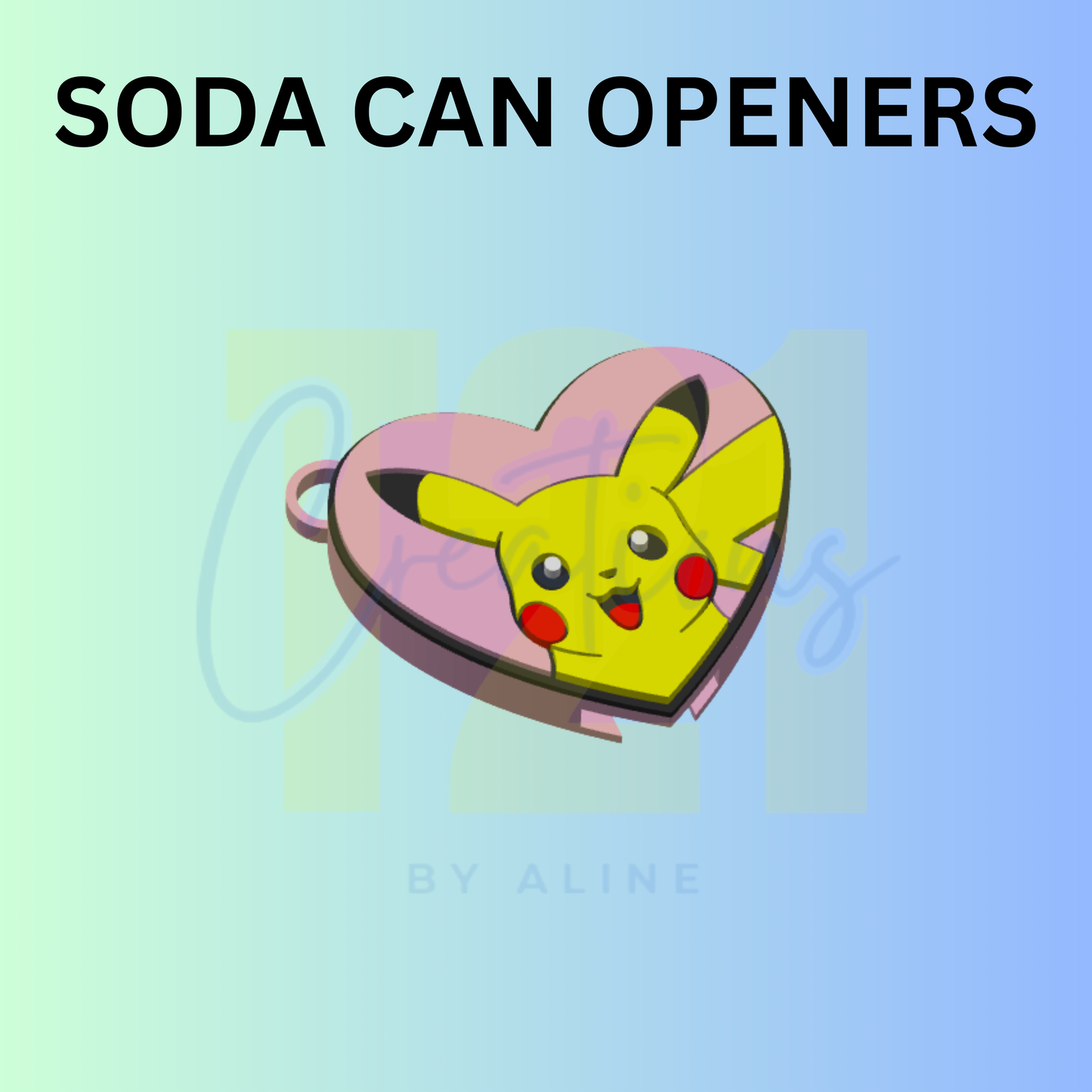 HEART PI-KA SODA CAN OPENER KEYCHAIN