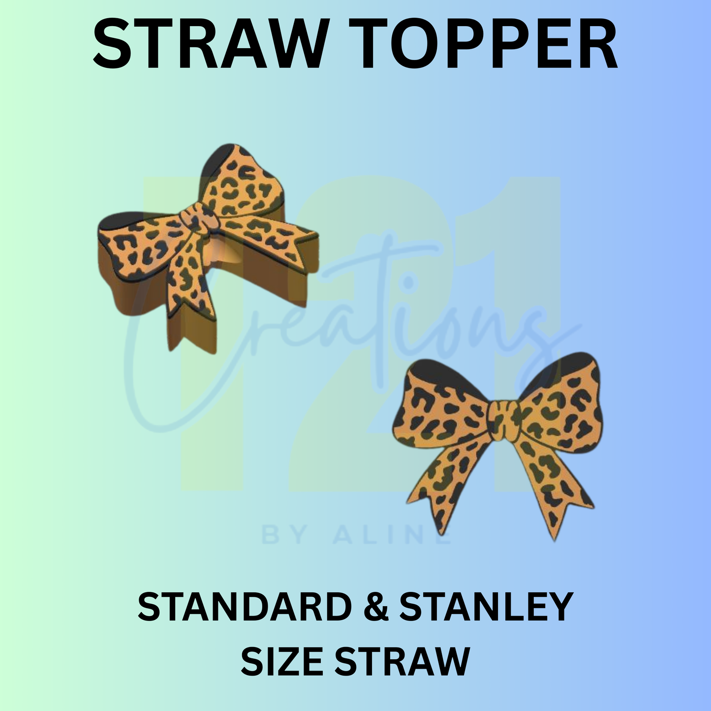 ANIMAL PRINT BOW STRAW TOPPER