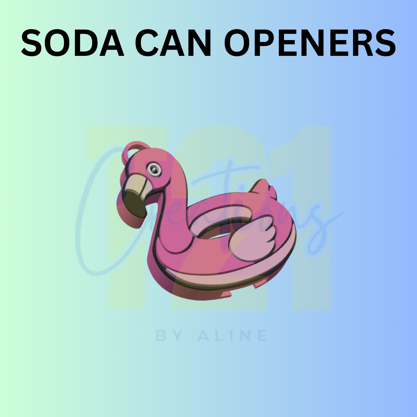 FLAMINGO FLOAT CAN OPENER KEYCHAIN