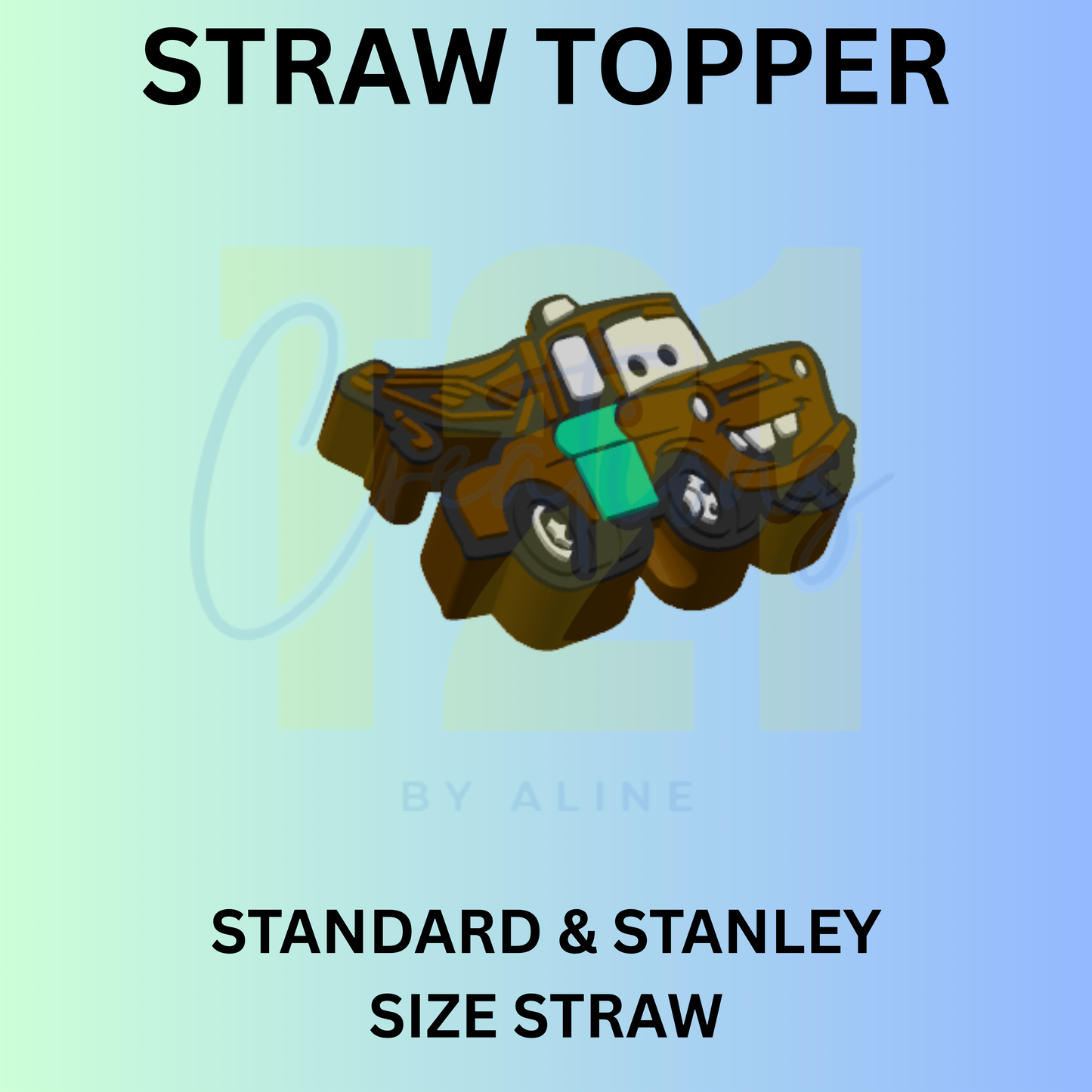 TOW TRUCK STRAW TOPPER