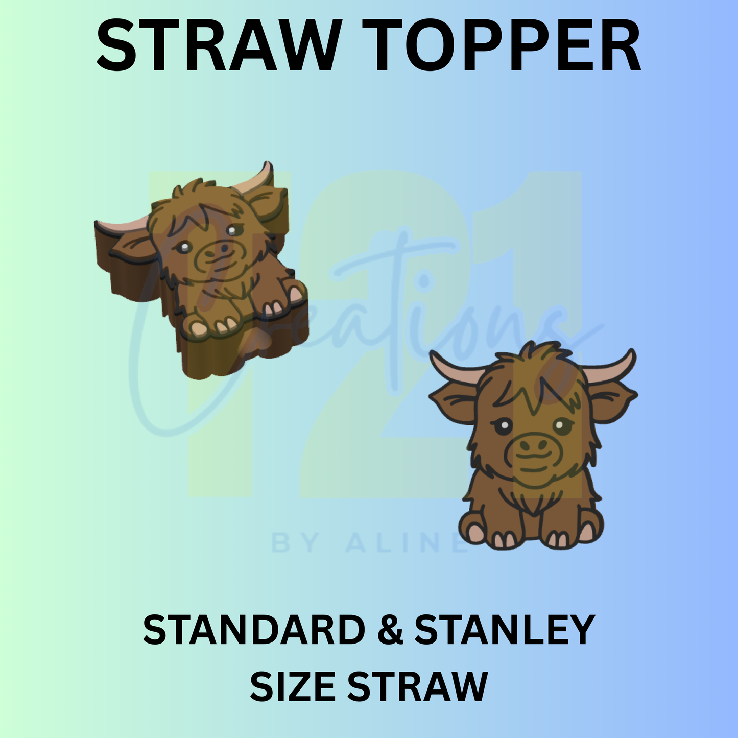 COW 2 STRAW TOPPER
