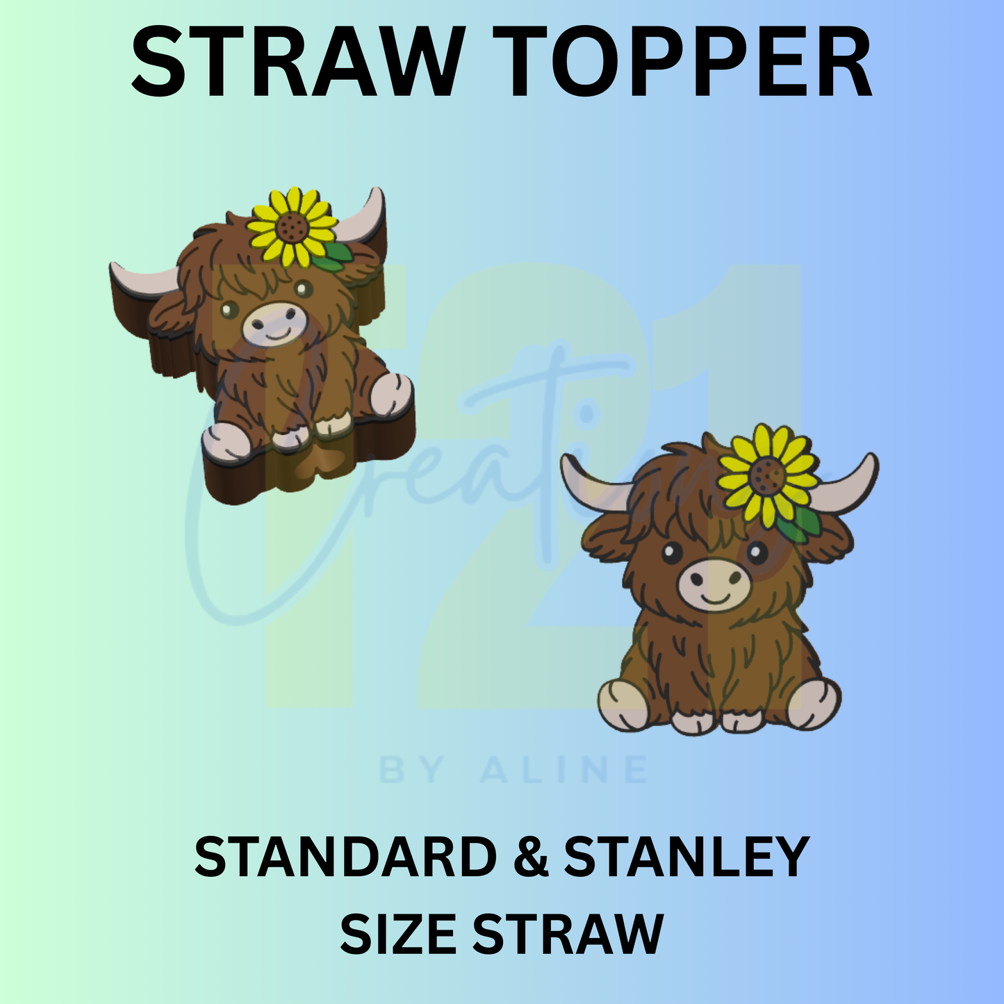 SUNFLOWER COW STRAW TOPPER