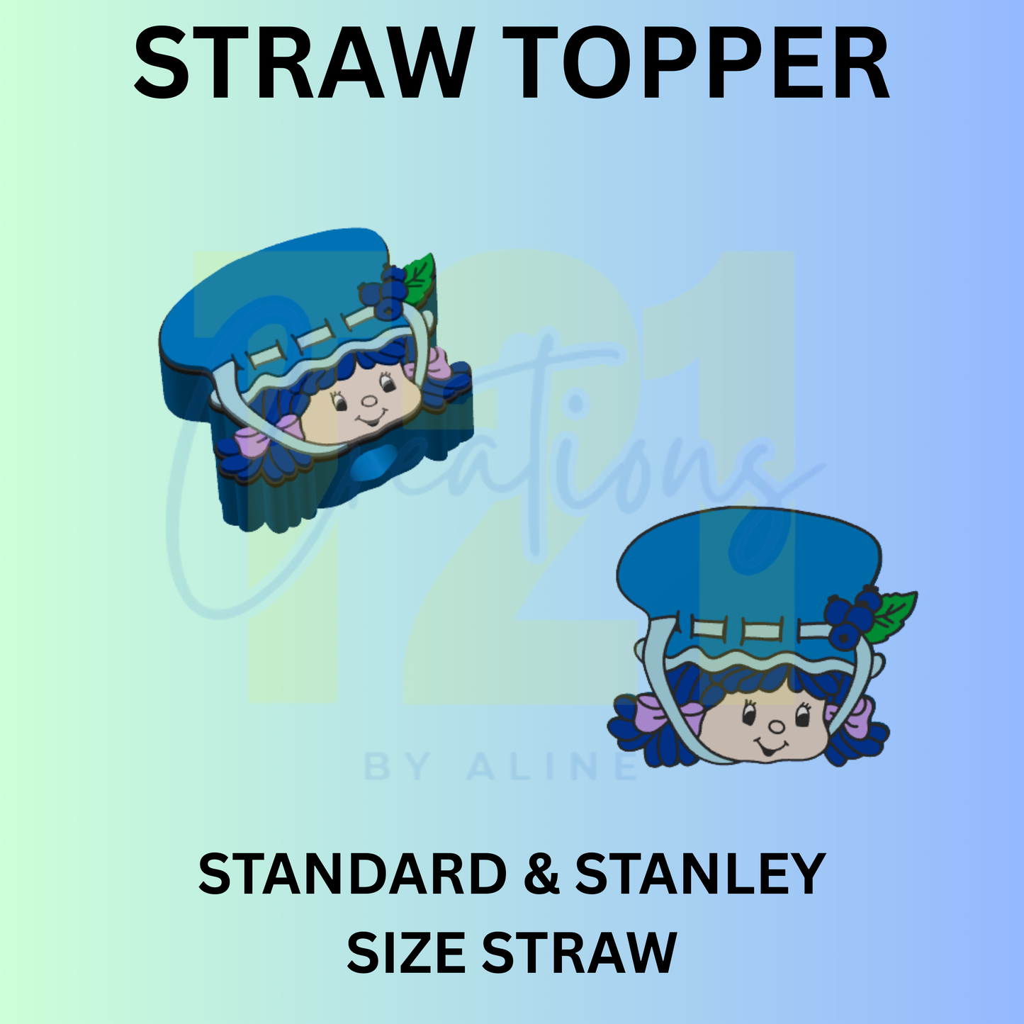 BLUEBERRY GIRL STRAW TOPPER