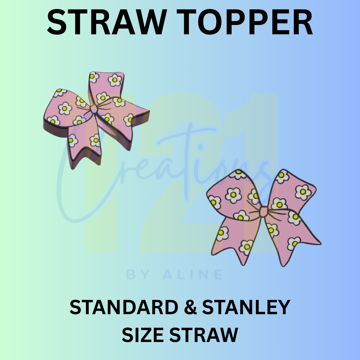 FLOWER BOW STRAW TOPPER