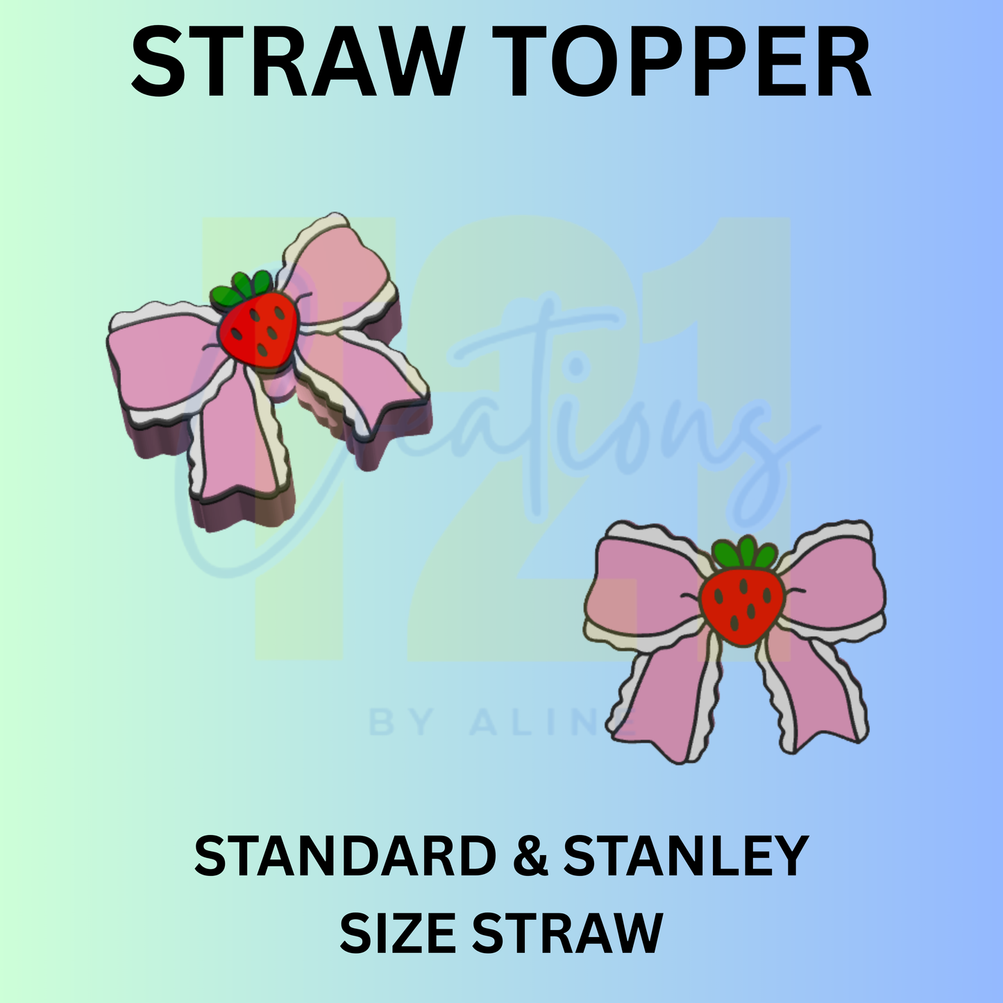 STRAWBERRY BOW STRAW TOPPER