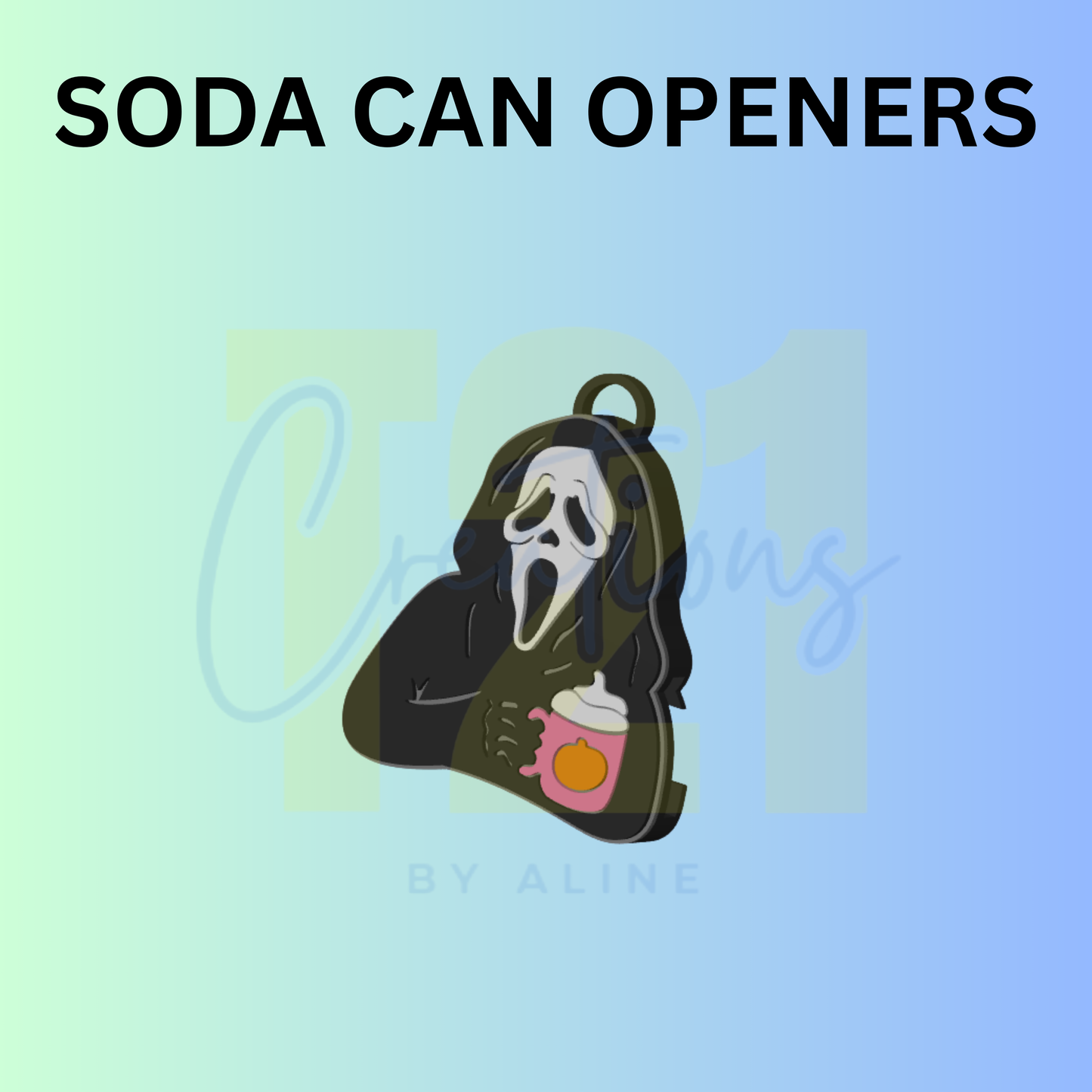 COFFEE FACE GHOST CAN OPENER KEYCHAIN