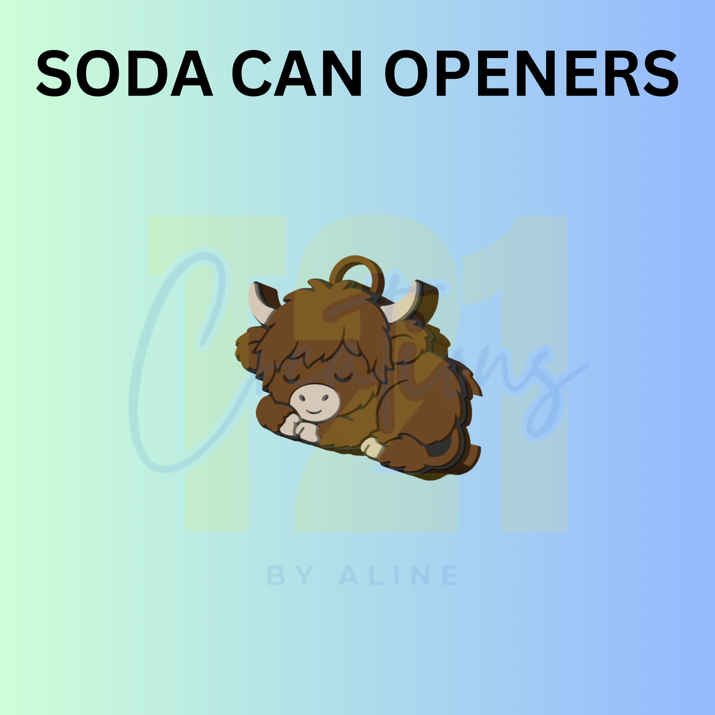 SLEEPING COW CAN OPENER KEYCHAIN