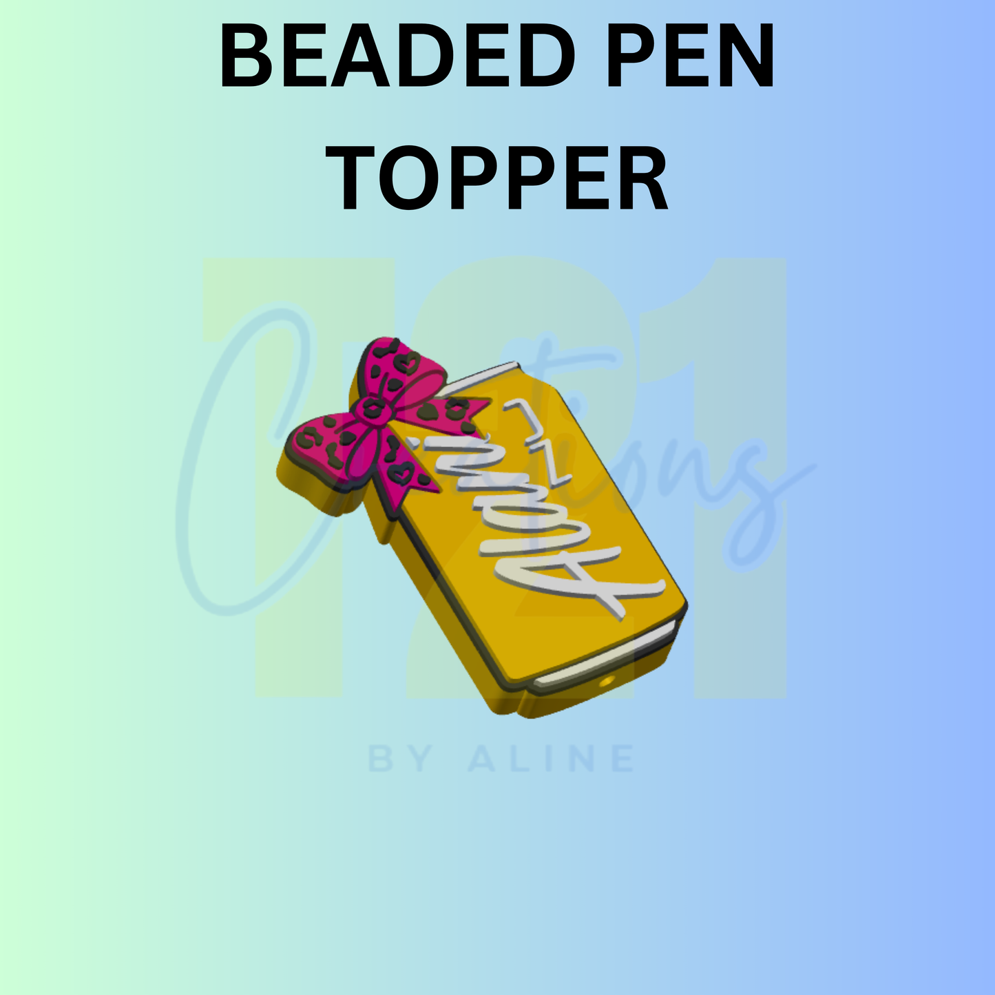 ANIMAL PRINT BOW ENERGY DRINK PEN TOPPER