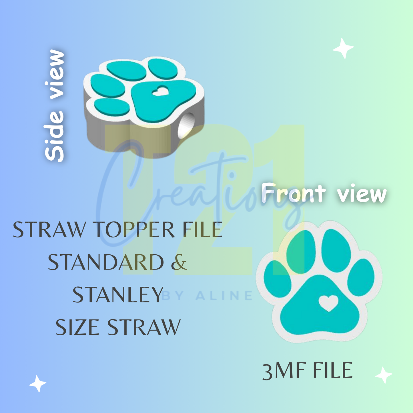 PAW STRAW TOPPER STL FILE