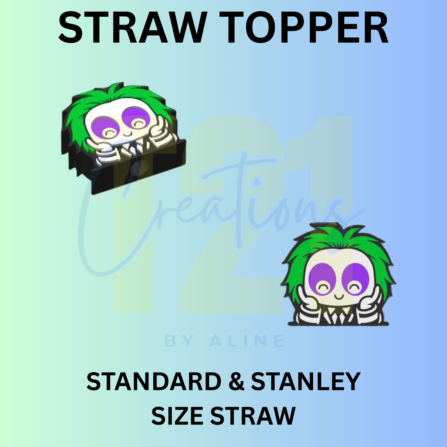 GREEN HAIR GUY STRAW TOPPER