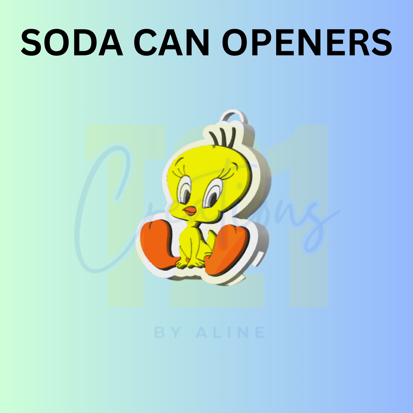 YELLOW BIRD SODA CAN OPENER KEYCHAIN