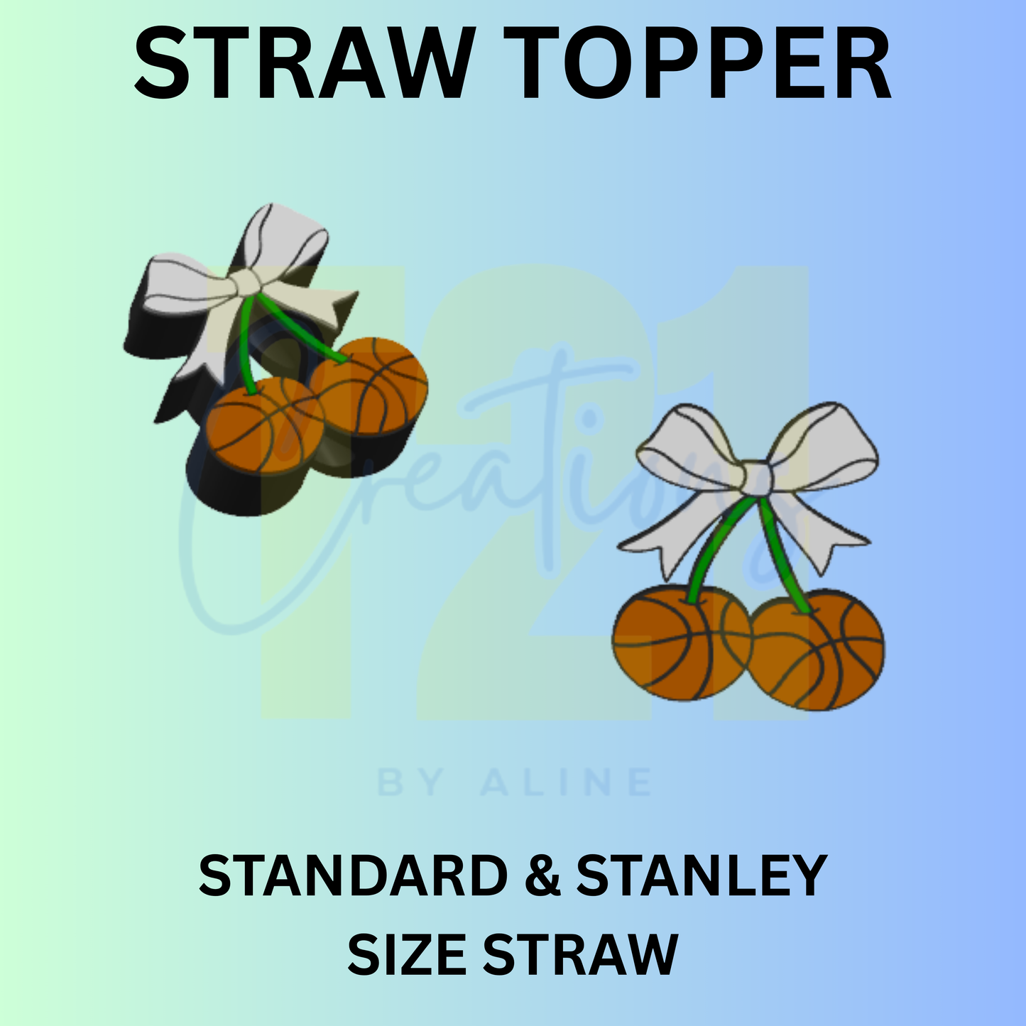 BASKETBALL CHERRIES STRAW TOPPER
