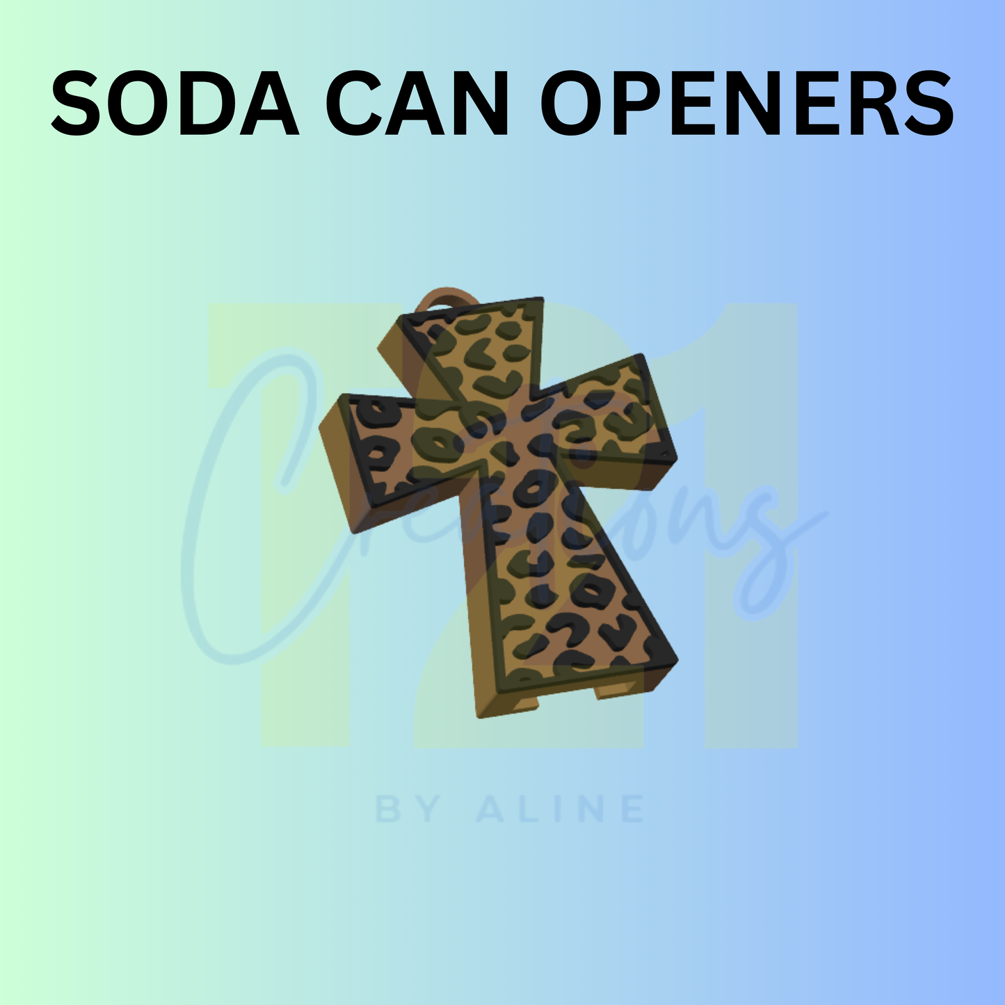 ANIMAL PRINT CROSS CAN OPENER KEYCHAIN