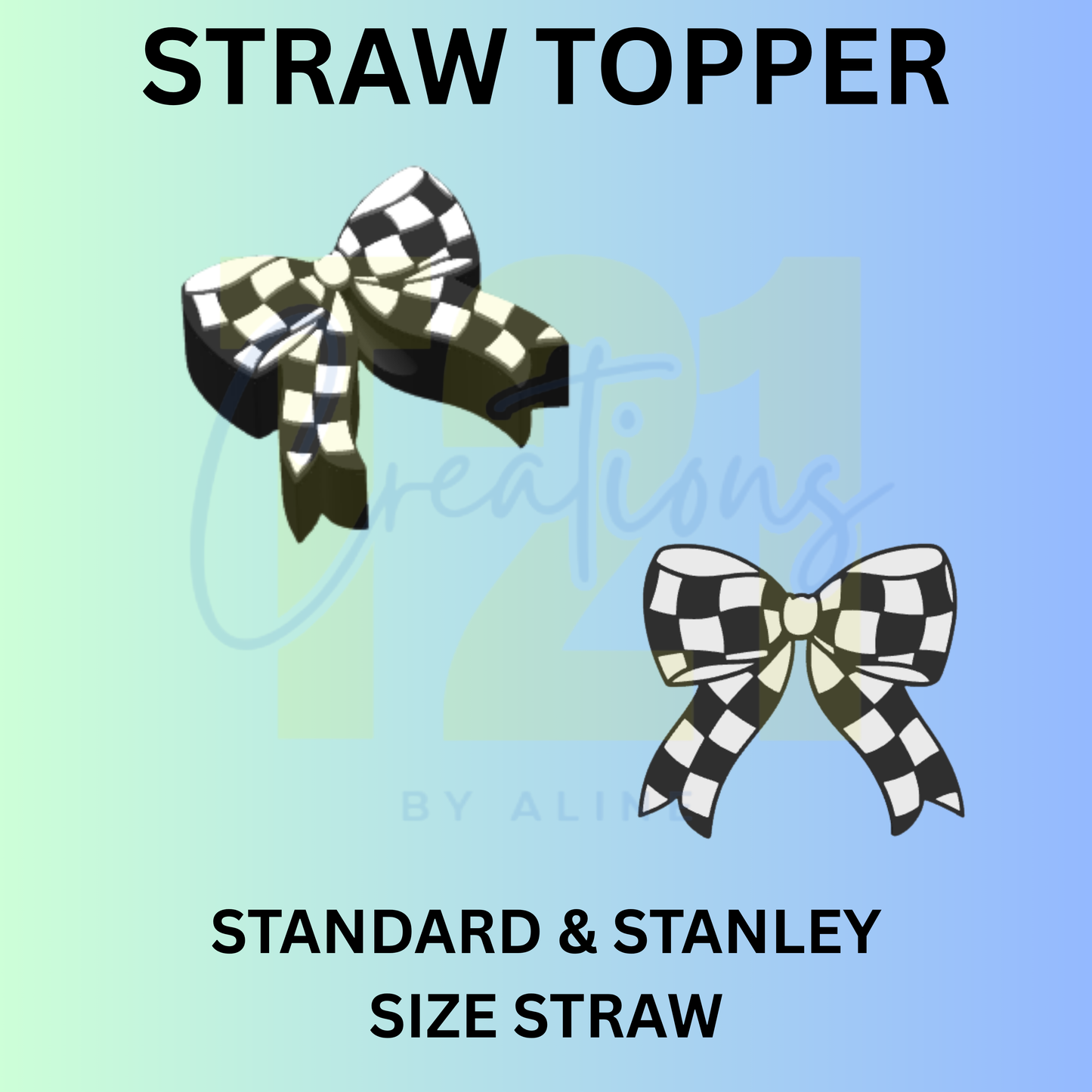 CHECKER BOW STRAW TOPPER
