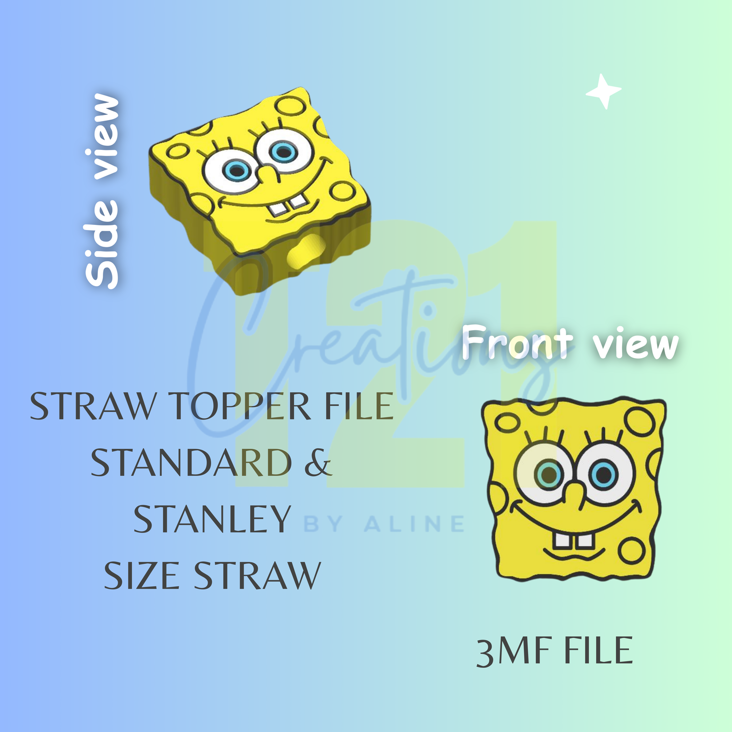 SPONGE GUY STRAW TOPPER STL FILE
