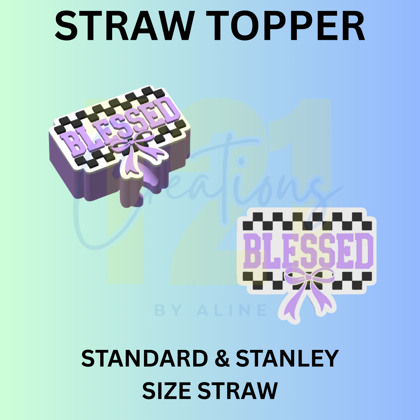 CHECKER BLESSED STRAW TOPPER