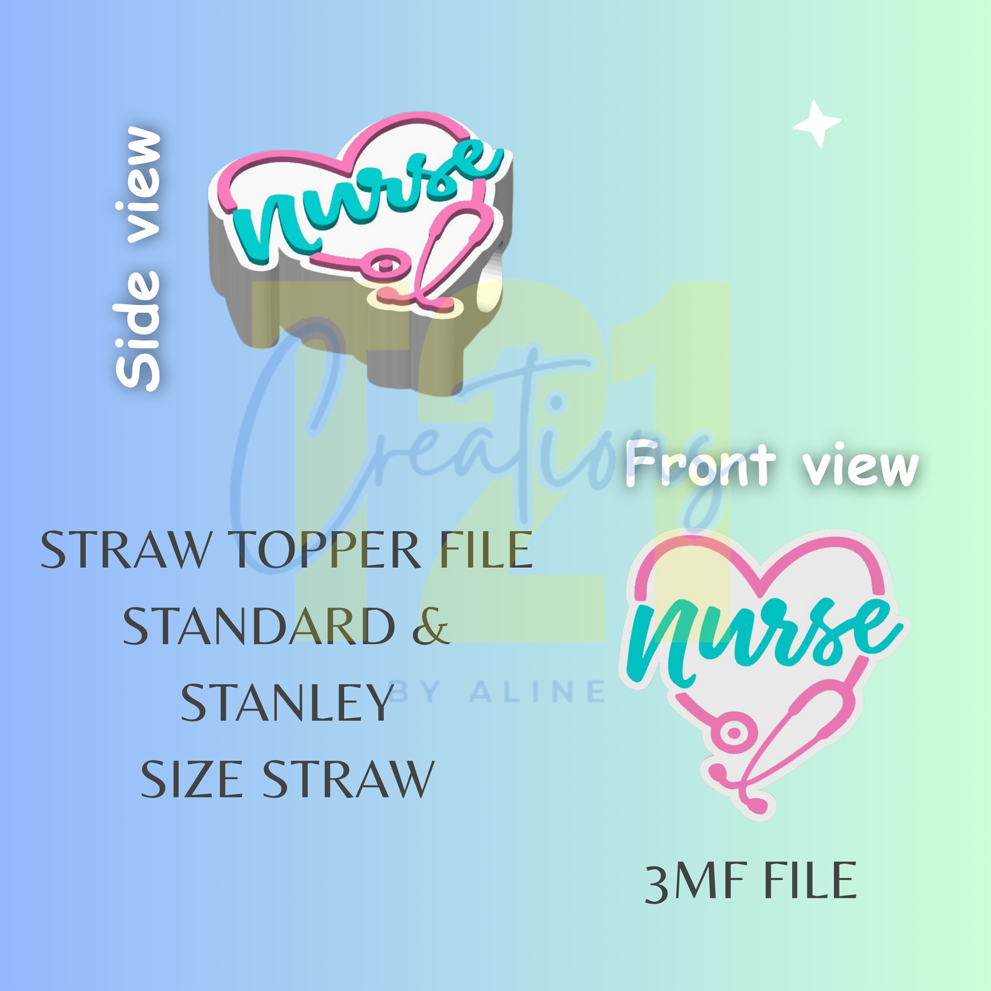 NURSE STRAW TOPPER STL FILE
