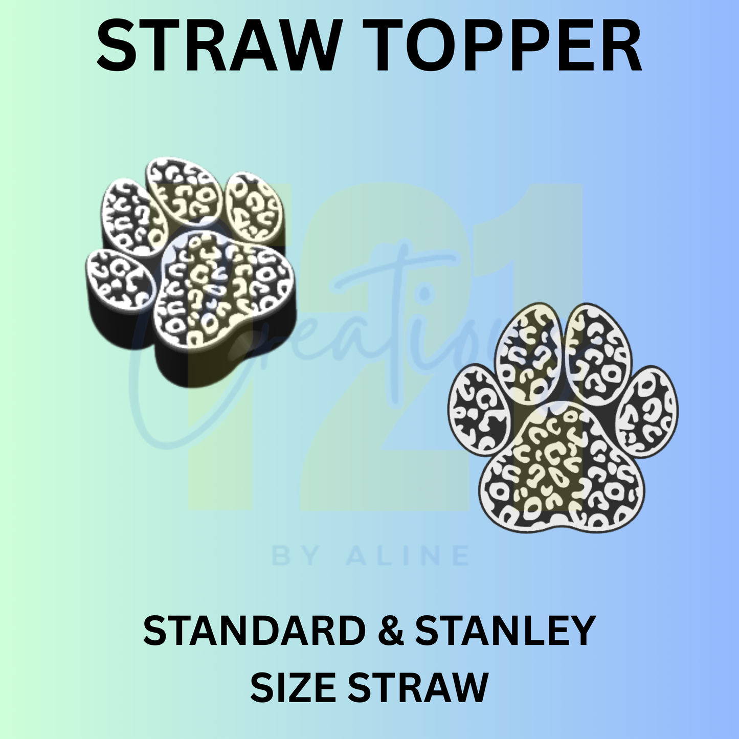 ANIMAL PRINT PAW STRAW TOPPER