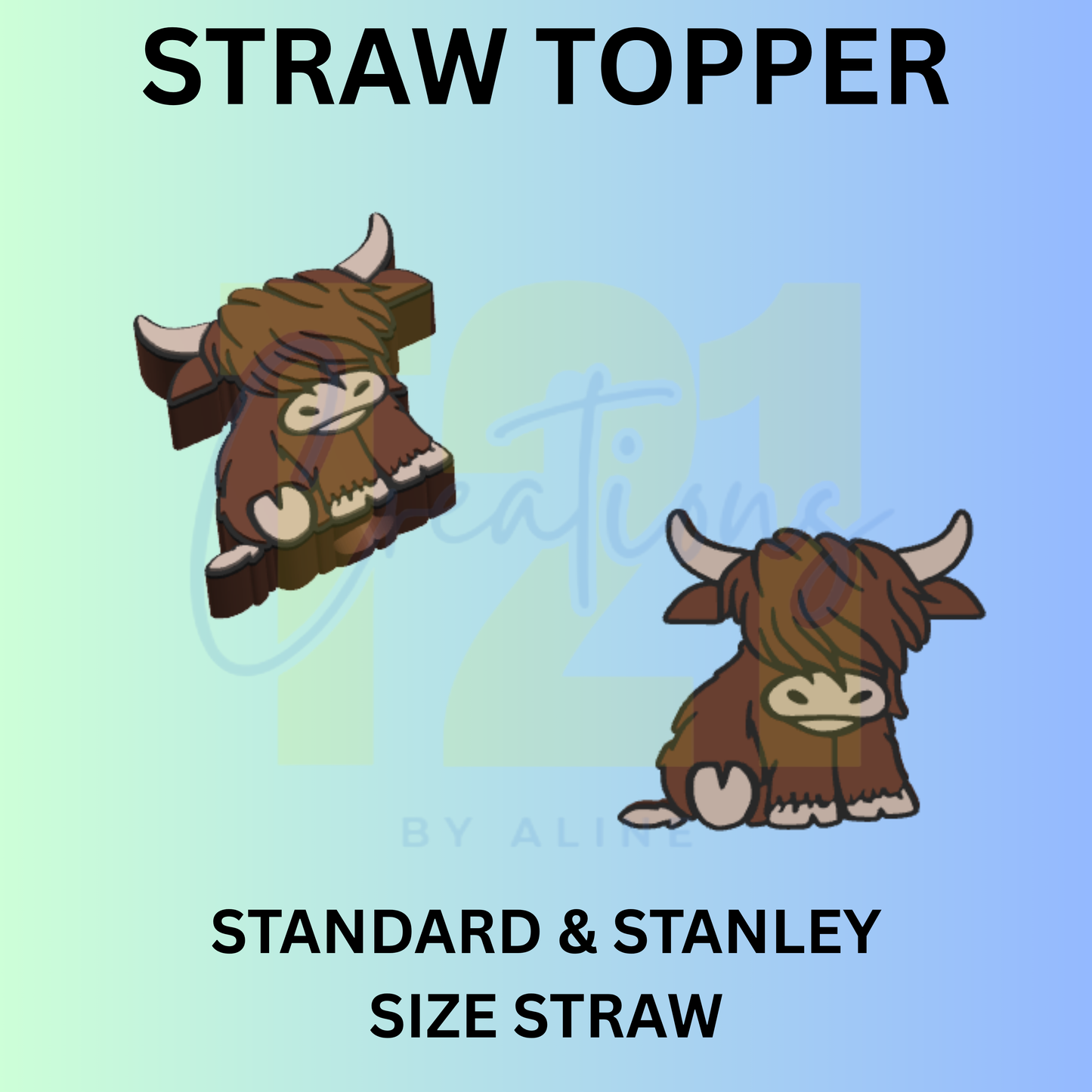 COW 3 STRAW TOPPER