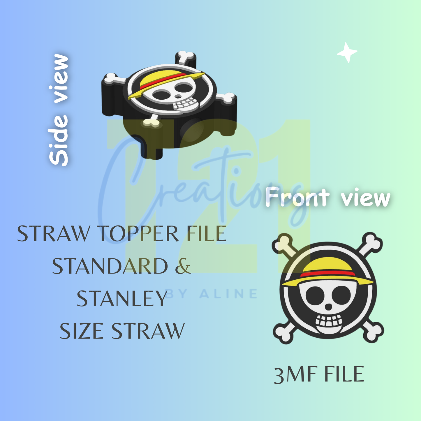 ONEPIECE STRAW TOPPER STL FILE