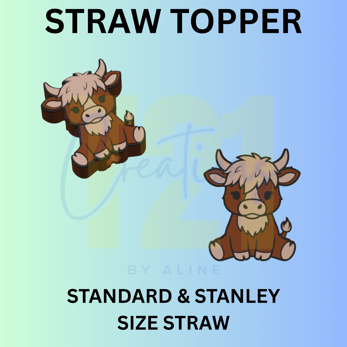 COW 4 STRAW TOPPER