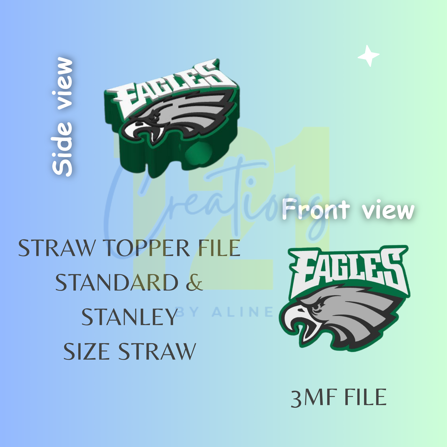 EAGLES STRAW TOPPER STL FILE