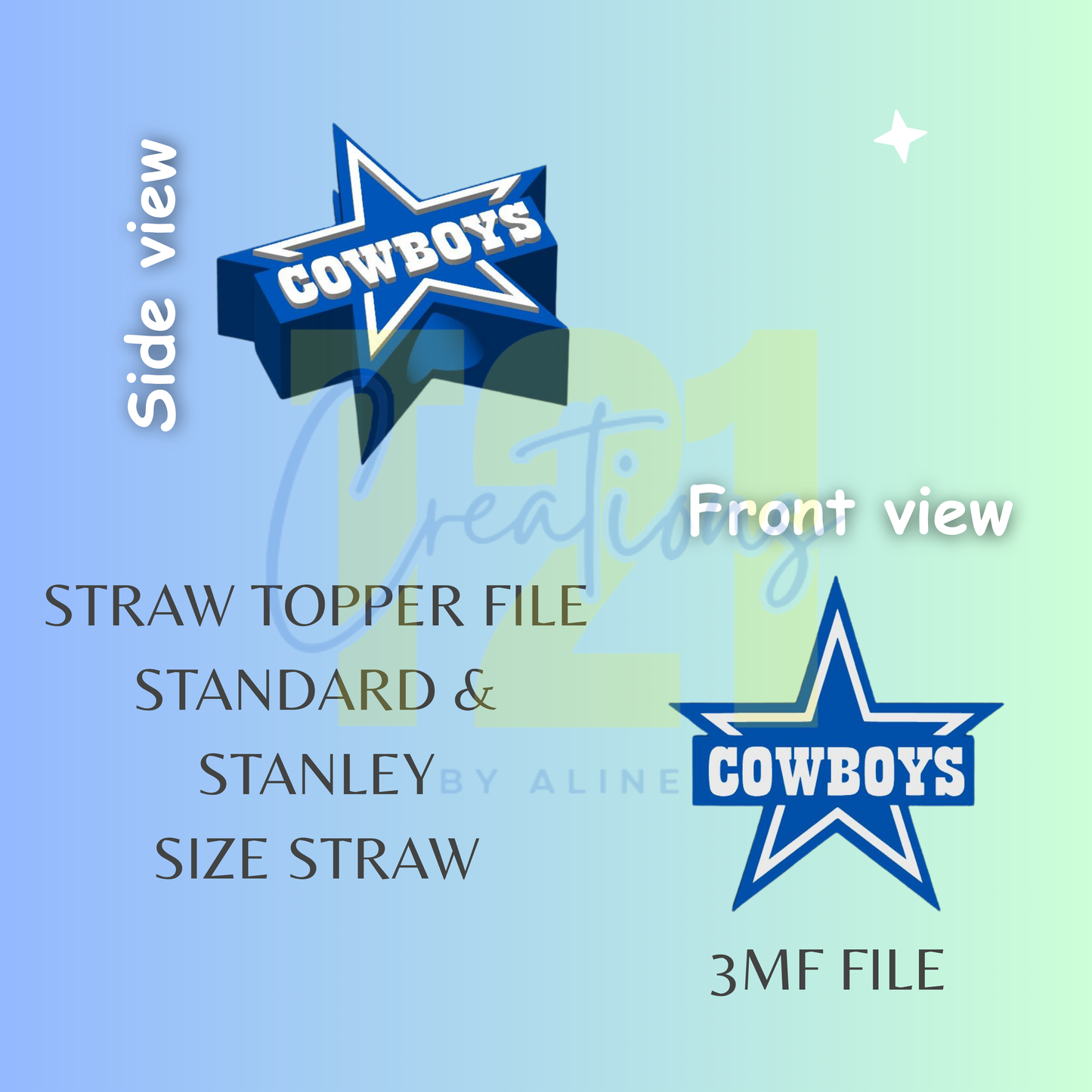 STAR STRAW TOPPER STL FILE