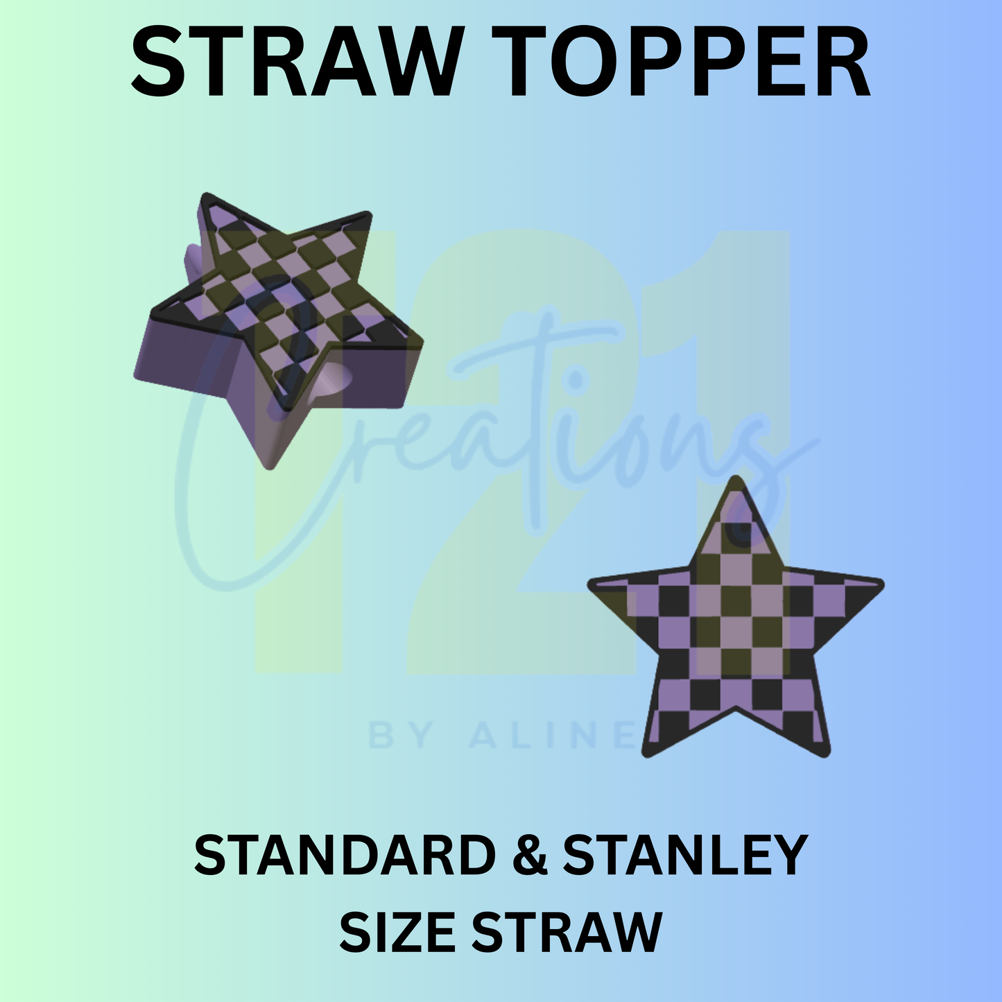 CHECKER STAR STRAW TOPPER
