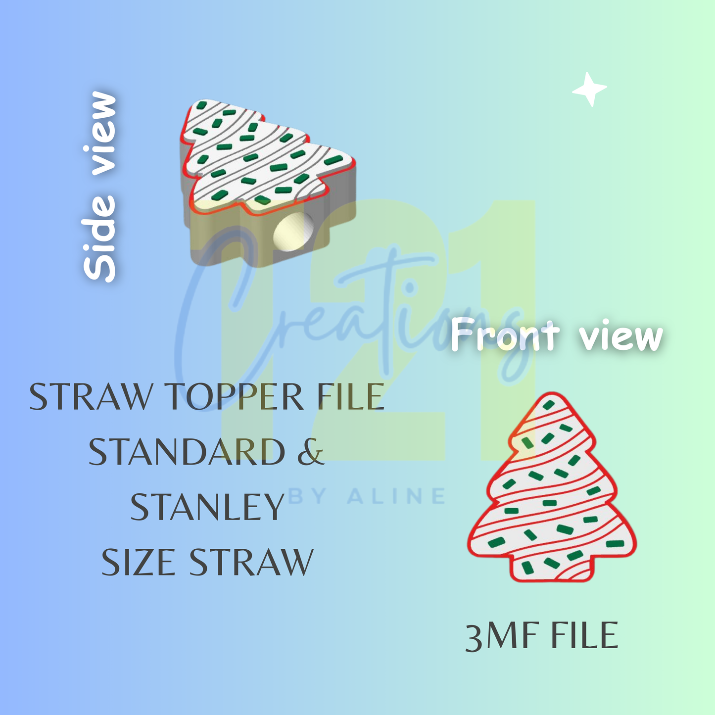 XMAS TREE CAKE STRAW TOPPER STL FILE