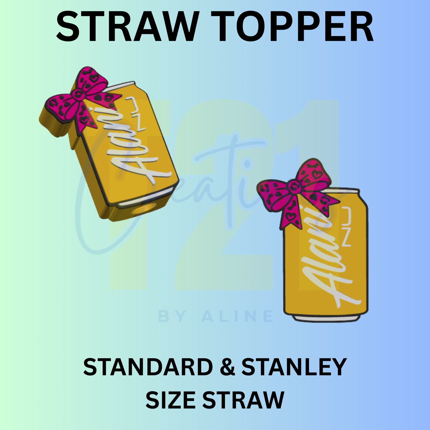 ANIMAL PRINT BOW ENERGY DRINK STRAW TOPPER