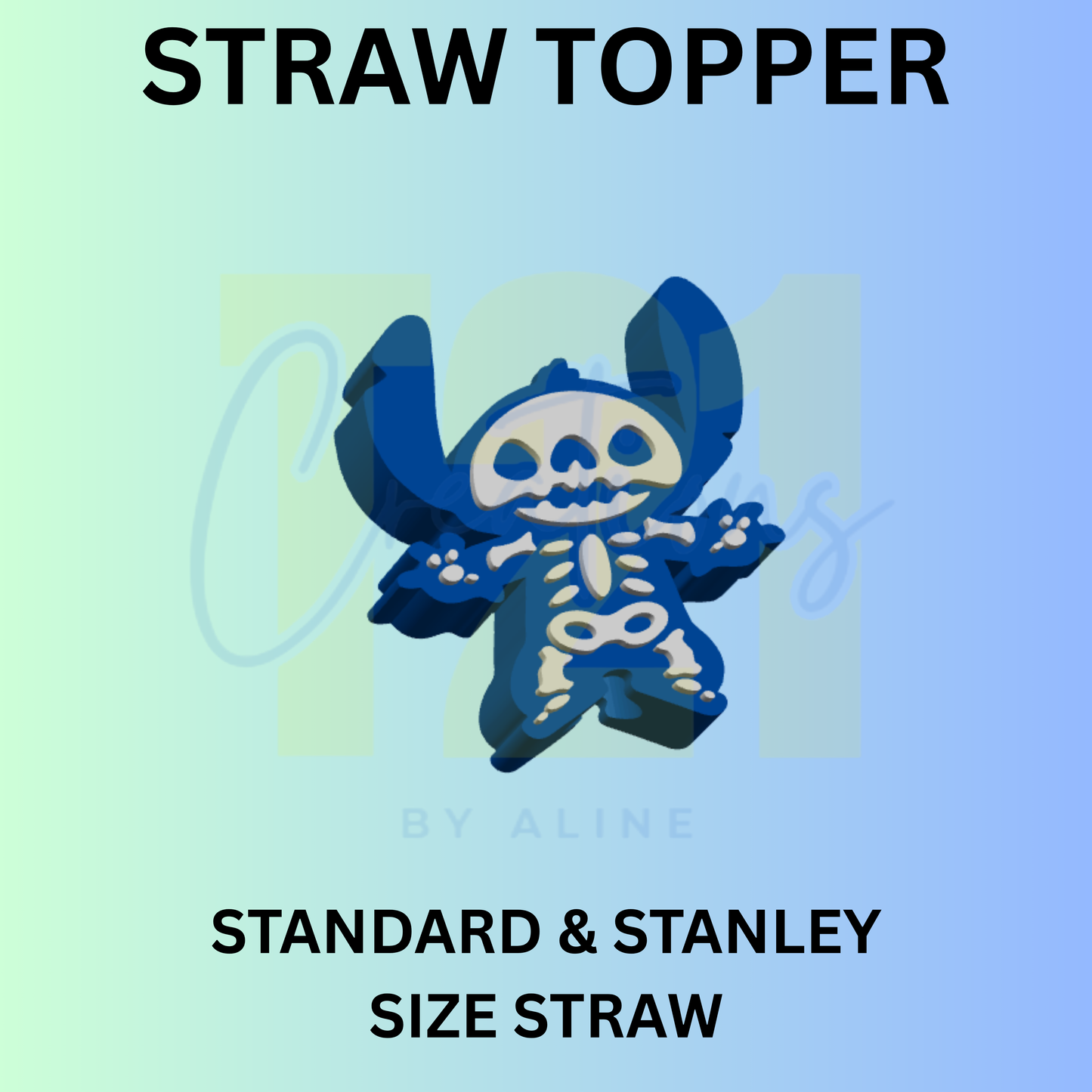 BLUE ALIEN SKELLY STRAW TOPPER