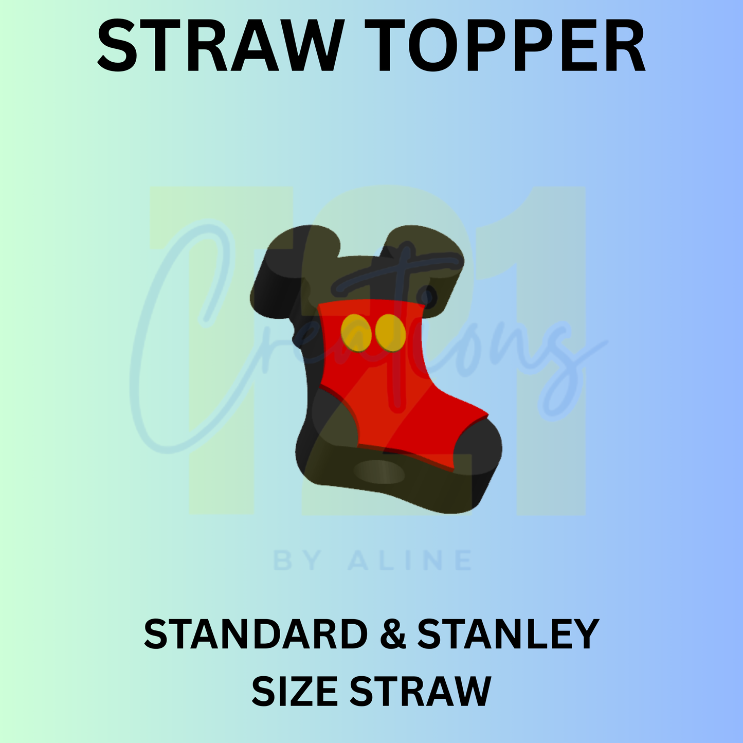 GIRL MOUSE STOCKING STRAW TOPPER