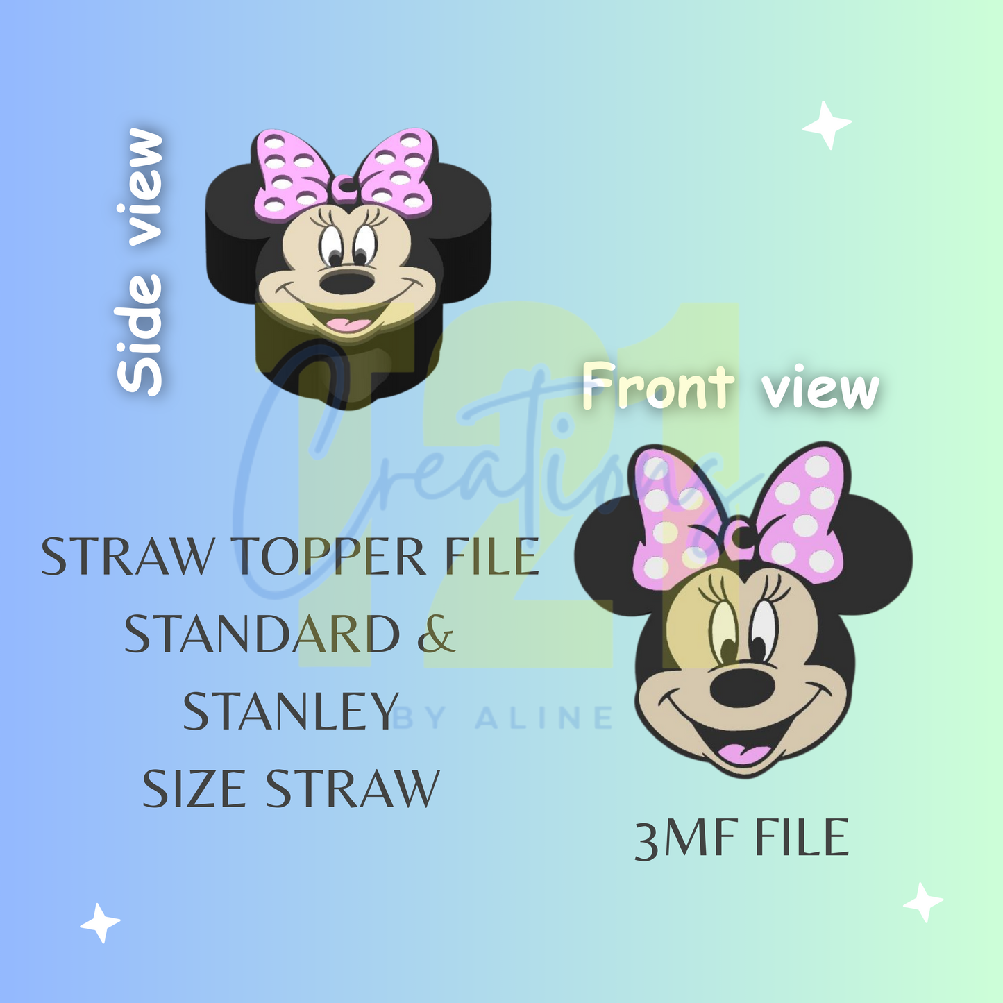 MOUSE GIRL STRAW TOPPER STL FILE