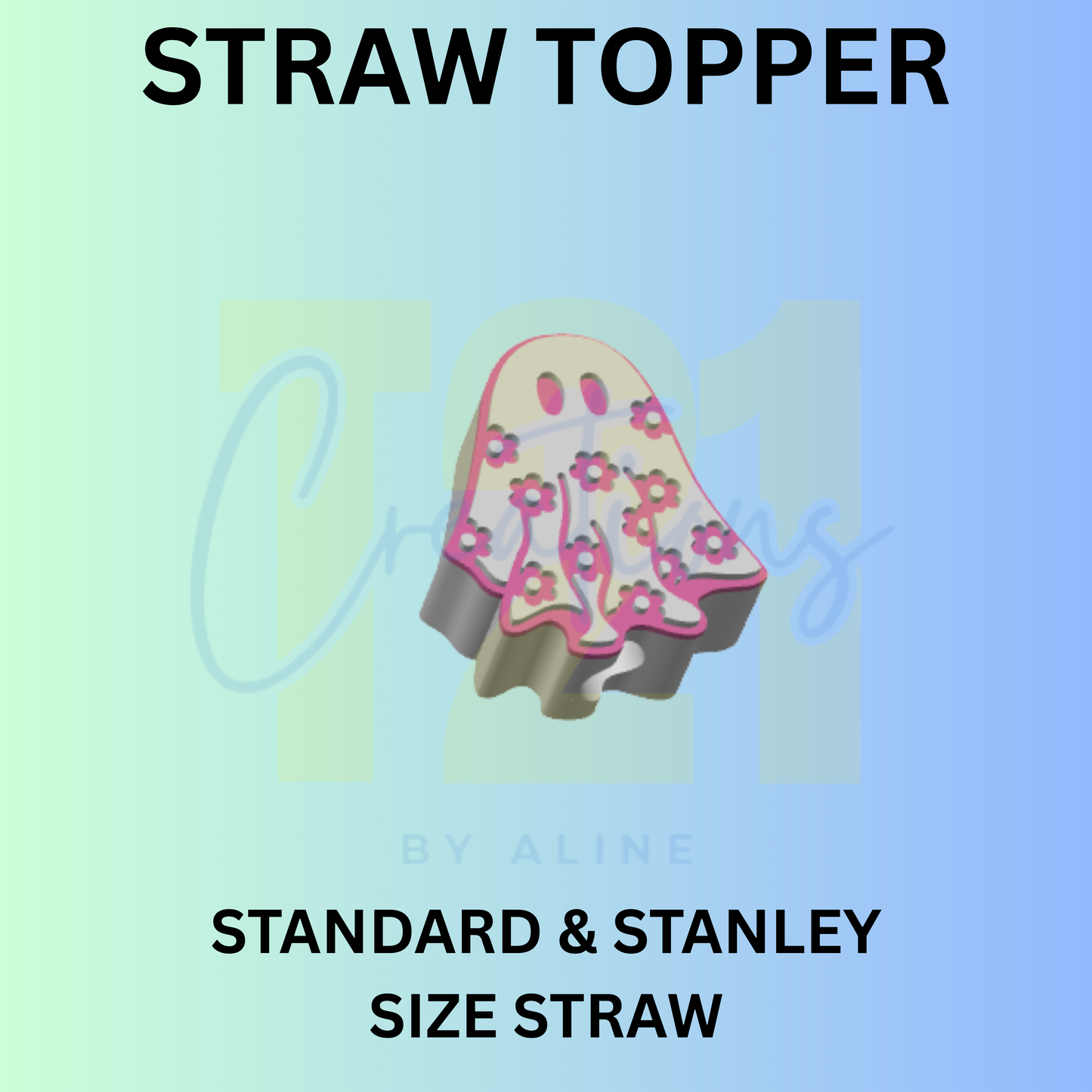 FLORAL GHOST STRAW TOPPER