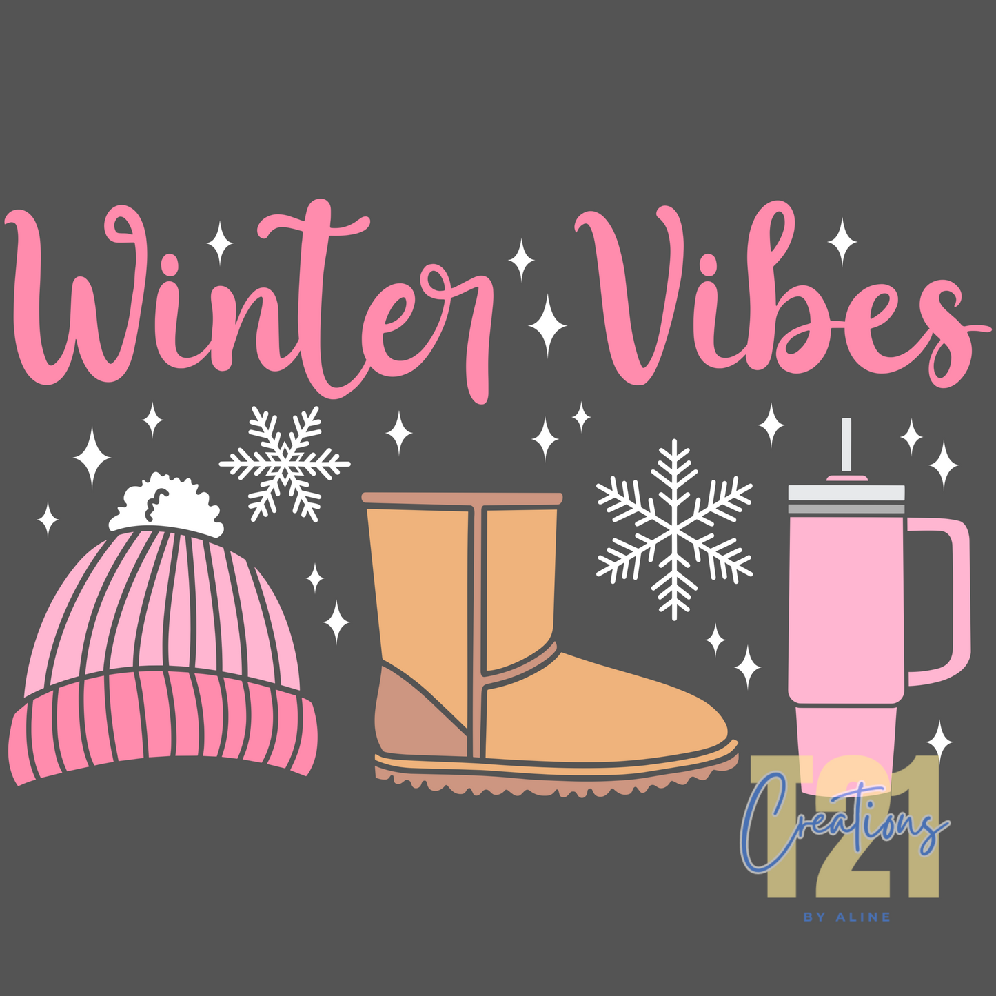 WINTER VIBES PINK DTF TRANSFER