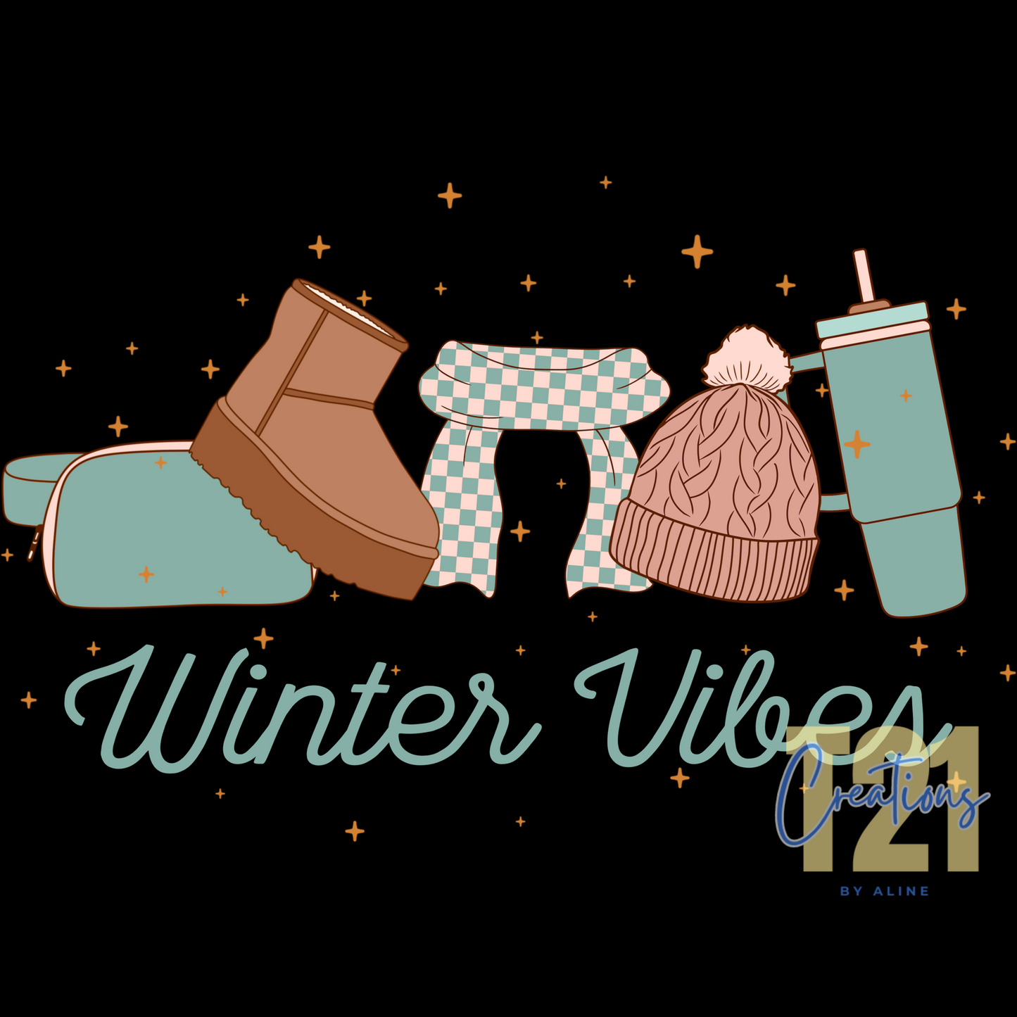 WINTER VIBES BLUE DTF TRANSFER