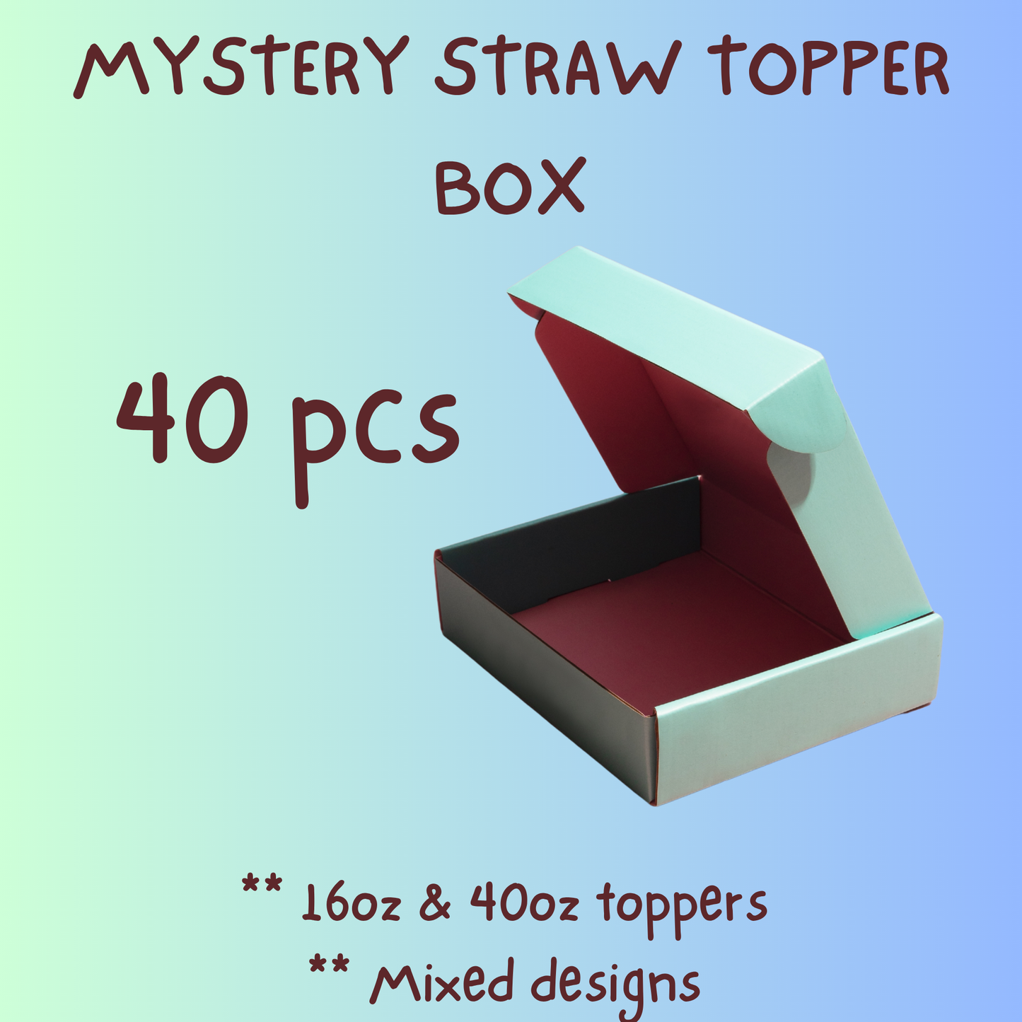 40 PCS MYSTERY STRAW TOPPER BOX (16oz & 40oz)