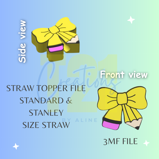 PENCIL BOW STRAW TOPPER STL FILE