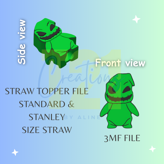 GREEN MONSTER STRAW TOPPER STL FILE