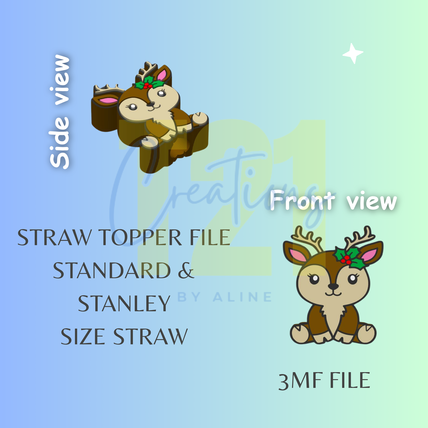 REINDEER STRAW TOPPER STL FILE