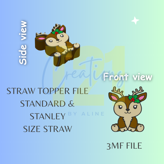 REINDEER STRAW TOPPER STL FILE
