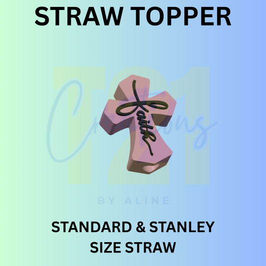 FAITH CROSS STRAW TOPPER