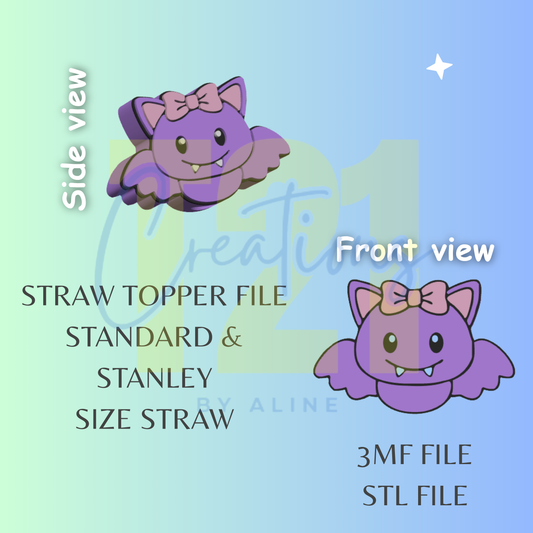 COQUETTE BAT STRAW TOPPER STL FILE