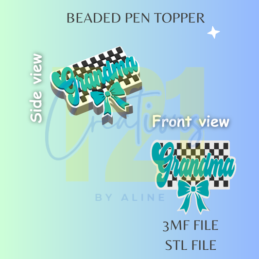 CHECKERED GRANDMA PEN TOPPER STL FILE