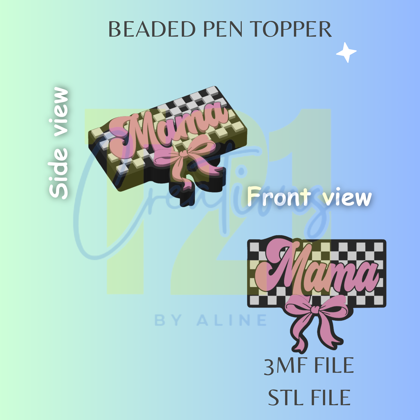 CHECKERED MAMA  PEN TOPPER STL FILE